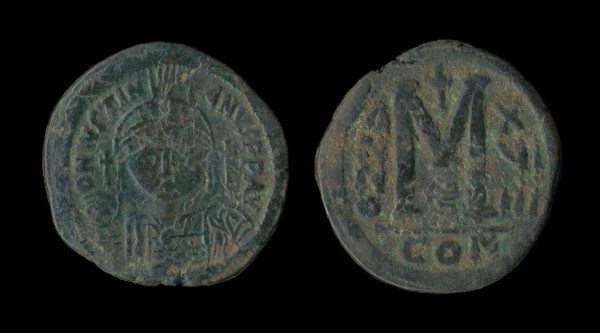 BYZANTINE Justinian I 527-565 AD follis year 19