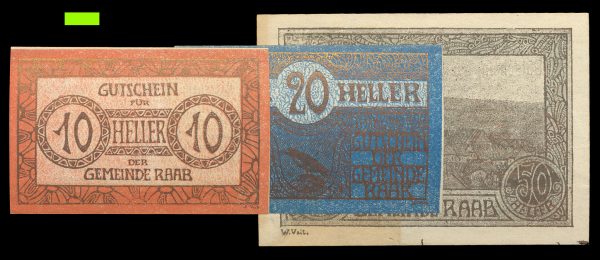 AUSTRIA RAAB notgeld set 1920 copper ink