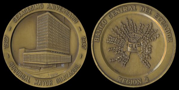 ECUADOR bronze Cental Bank in Guayaquil medal 1987