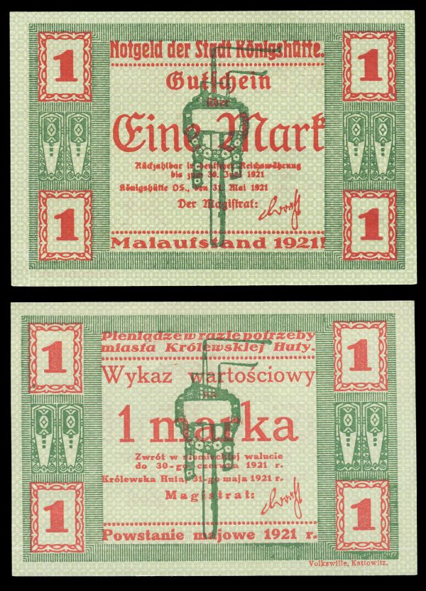 GERMANY KÖNIGSHÜTTE (Poland) 1 mark notgeld 1921