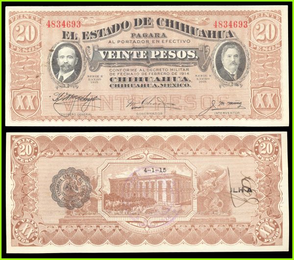 MEXICO Chihuahua 20 pesos 1915