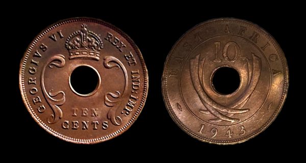 EAST AFRICA 10 cents 1943 SA