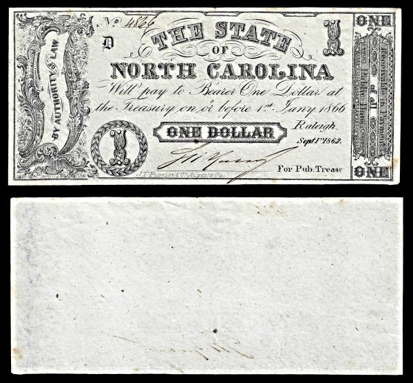 USA NORTH CAROLINA 1 dollar 1.9.1862