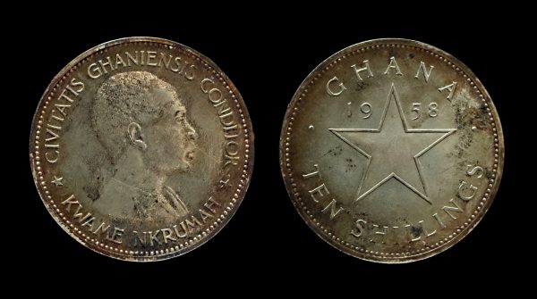 GHANA silver 10 shillings 1958